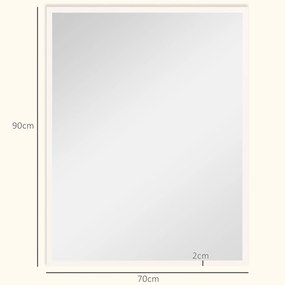 HOMCOM Oglindă de Perete din Sticlă și MDF, 70x90 cm, Alb | Aosom Romania