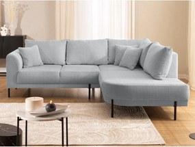 Colțar gri deschis cu tapițerie din chenille (cu colț pe partea dreaptă/în formă de ”L”) Mauris – Ropez