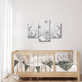 Tablou - Design flori și fluturi (90x60 cm)
