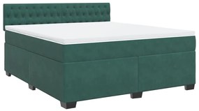 3286387 vidaXL Pat box spring cu saltea, verde închis, 180x200 cm, catifea