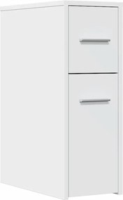 vidaXL Dulap de baie îngust cu roți, alb, lemn prelucrat