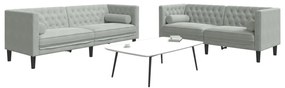vidaXL Set canapele Chesterfield cu perne rulou, 2 piese, gri, catifea