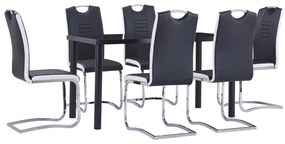 3053025 vidaXL Set mobilier de bucătărie, 7 piese, negru, piele ecologică