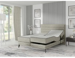 Pat reglabil electric tapițat MILA, 180 x 200 cm, gri, cu saltele