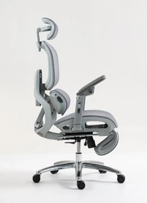 VIGOCHAIR ULTRA PRO VENT/ROLLER Scaun ergonomic, sezut cu ventilatie, spatar reglare verticala, suport lombar cu role masaj si incalzire, sezut translatie, cotiere 6D, suport picioare, Full Mesh, Gri