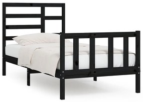 3107607 vidaXL Cadru de pat, negru, 100x200 cm, lemn masiv de pin