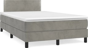 vidaXL Pat box spring cu saltea, gri deschis, 120x200 cm, catifea