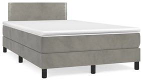 3141233 vidaXL Pat box spring cu saltea, gri deschis, 120x200 cm, catifea