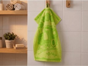Prosop pentru copii BEBÉ Masina verde 30x50 cm
