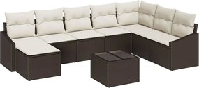 vidaXL Set de canapea cu pernă 9 pcs Maro poliratan