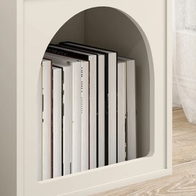 HOMCOM Noptieră Estel cu 2 Compartimente Deschise Model în Forma de Arc 40x30x60 cm Cremă | Aosom Romania