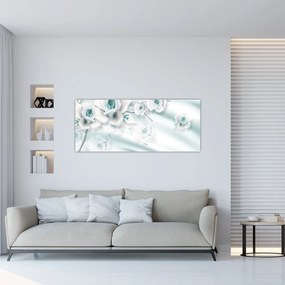 Tablou - Flori de trandafir turcoaz (120x50 cm)
