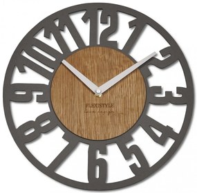 Ceas unic cu numere mari într-o combinaţie de lemn cu o culoare gri modernă de 30 cm