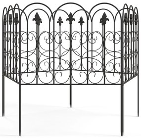 Outsunny Set de 5 garduri de grădină decorative din sârmă metalică antirugină pentru exterior, negru | Aosom Romania