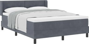 vidaXL Pat cu arcuri cu saltea Gri închis 190 x 140 cm Catifea