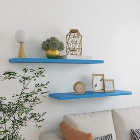 326625 vidaXL Rafturi perete suspendate 2 buc. albastru 90x23,5x3,8 cm MDF