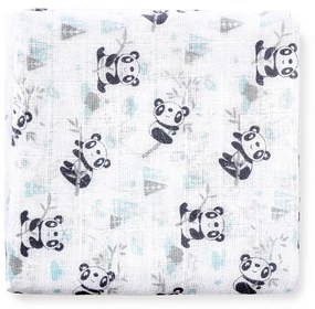 Set 3 museline 80 x 80 cm model panda - alb si bleu Inter Baby
