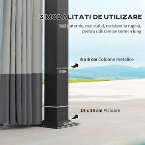 Outsunny Pavilion de Grădină cu Perdele, Plasă, Acoperiș Ventilat și Cadru Metalic Galvanizat, 395x330x294 cm, Gri | Aosom Romania