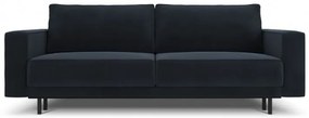 Canapea extensibila Caro cu 3 locuri si tapiterie din catifea, albastru inchis