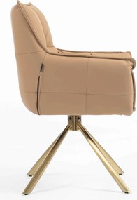 HR560 BAZĂ STEA Scaun Caramel Piele Ecologica Premium Soft cu Bază Aurie