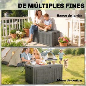 Outsunny Cufăr Exterior Capacitate 440 L din Rășină Rezistentă la Apă și Razele UV cu Capac Blocabil Bare cu Gaz Cafeniu | Aosom Romania