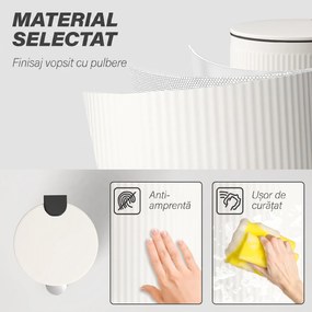 HOMCOM Coș de gunoi 30 L cu capac soft-close, metal și PP, crem | Aosom Romania