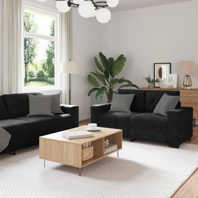 vidaXL Set canapea, 3 piese, perne negre, catifea