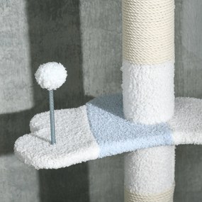PawHut Arbore de Zgâriat pentru Pisici, 55x38x225-255 cm, Alb | Aosom Romania
