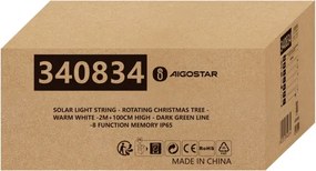 Aigostar - LED decorațiune de Crăciun solară LED/0,59W/3,7V 100 cm IP65 alb cald