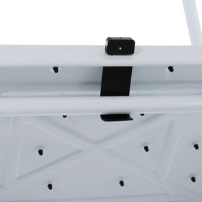 HOMCOM Scară pliabilă 4 trepte XL cu trepte antiderapante, bare duble de siguranță, geantă scule, max.1,55 m, 150 kg, otel, alb/negru | Aosom Romania