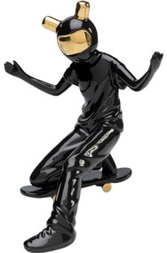 Figurina decorativa neagra Skating Astronaut 26x21 cm