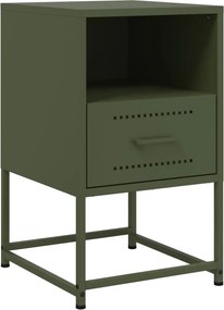 vidaXL Noptieră, verde olive, 36x39x60,5 cm, oțel
