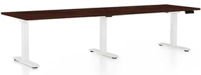 Masă înălțime reglabilă OfficeTech Long, 260 x 80 cm, picioare albe, wenge