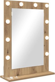 vidaXL Oglindă de toaletă cu oglindă Stejar Artizanal 70 x 50 x 18 cm