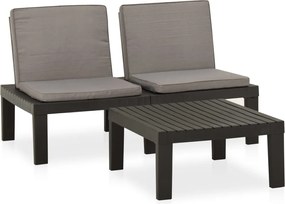 vidaXL Set mobilier de grădină cu perne, 2 piese, gri, plastic
