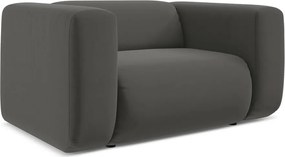 Fotoliu gri cu tapițerie din catifea Ekahi – Makamii