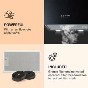 Klarstein Monumenta, hotă murală, aluminiu, 559m³/h, LED, clasa de eficiență energetică B