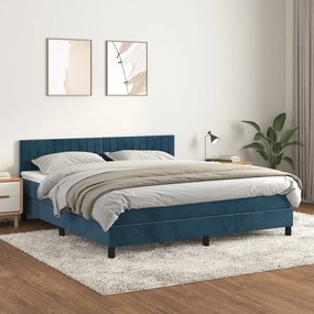 3141435 vidaXL Pat box spring cu saltea, albastru închis, 160x200 cm, catifea