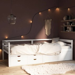 Cadru de pat cu sertare şi dulap, alb, 90x200 cm lemn masiv pin