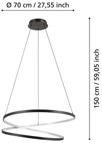 Lustră LED pe cablu Eglo 901138 RUOTALE LED/42W/230V 3000K negru