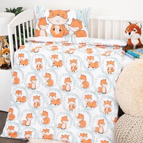 Lenjerie de pat pentru pătuț din bumbac 4Home Foxes, 100 x 135 cm, 40 x 60 cm