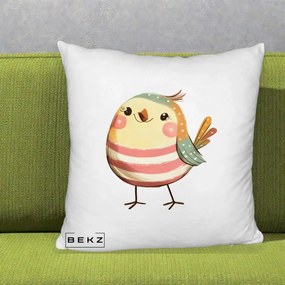 Perna Decorativa Pui Kawaii Pastel Dungat, 40x40 cm, Alb Pufos, Husa Detasabila, Perna Inclusa, BEKZ®