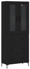 3198402 vidaXL Dulap înalt, negru, 69,5x34x180 cm, lemn compozit