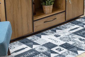 ANDRE 44211 covor lavabil gresii de Lisbona, bucatarie, anti-alunecare - gri / argintiu