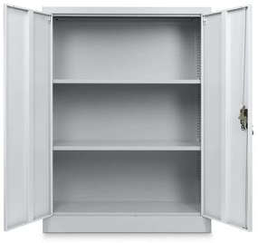 Dulap metalic universal mediu 90 x 40 x 120 cm, încuietoare cilindru, gri deschis - ral 7035