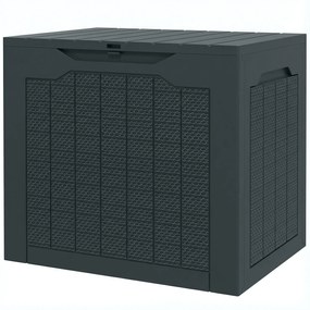 Outsunny Cufăr de depozitare exterior 93 L cu mânere încastrate, cutie de depozitare exterioară etanșă 56 x 41 x 50 cm, gri închis | Aosom Romania