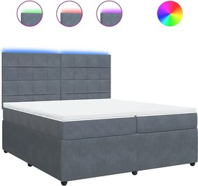vidaXL Pat box spring cu saltea, gri închis, 200x200 cm, catifea
