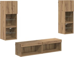 vidaXL Unitate TV de Perete 6 pcs Stejar Artizanal Lemn compozit