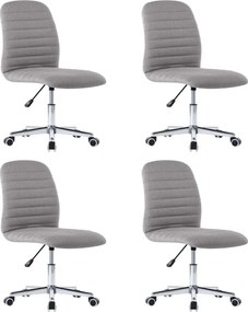 vidaXL Scaune de bucătărie pivotante, 4 buc., gri deschis, textil