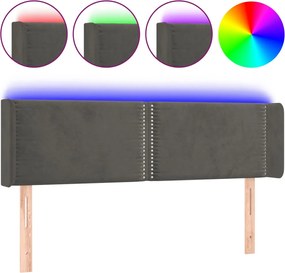vidaXL Tăblie de pat cu LED, gri închis, 147x16x78/88 cm, catifea